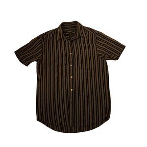 Arnold Palmer Blue and White Striped Short Sleeve Button Down Shirt - Size S.